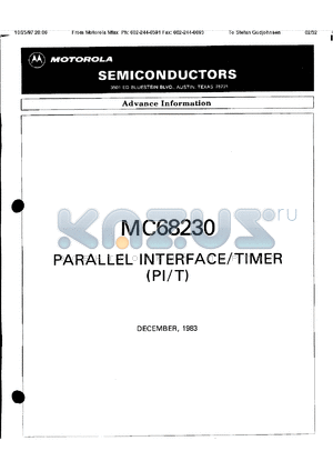 MC68230G12 datasheet - Parallel interface/Timer 12.5MHz