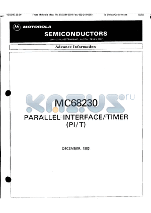 MC68230L10 datasheet - Parallel interface/Timer 10MHz