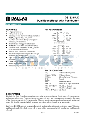 DS1834AS datasheet - Dual EconoReset with pushbutton