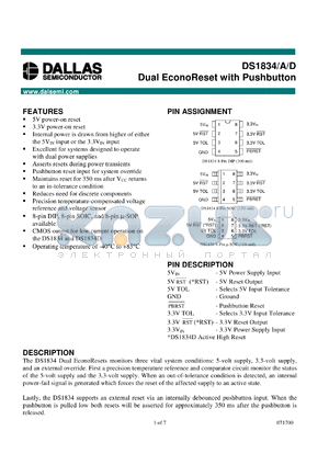 DS1834DS datasheet - Dual EconoReset with pushbutton
