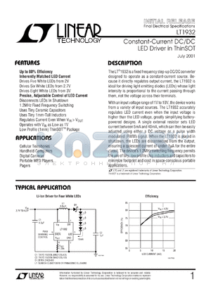 LT1932ES6 datasheet - Constant-current DC/DC LED driver