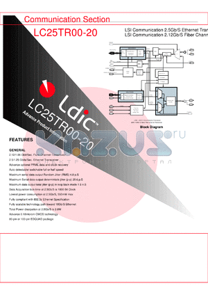LC25TR00-20 datasheet - LSI communication 2.5Gb/S fiber channel transceiver