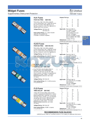 FLQ2-1/2 datasheet - Midget, time-delay fuse. Supplementary overcurrent protection. Ampere rating: 2-1/2 A. Voltage rating: 500 VAC. Interrupting rating: 10,000 A rms symmetrical.