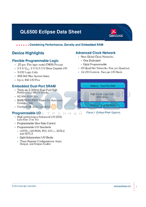 QL6500-6PT280C datasheet - Combining performance,density, and embedded RAM.