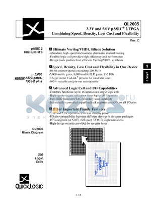 QL2005-2PL84C datasheet - 3.3V and 5.0V pASIC 2 FPGA combining speed, density, low cost and flexibility.