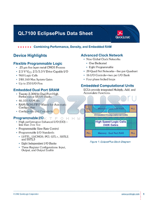 QL7100-4PT208C datasheet - Combining performance, density and embedded RAM.