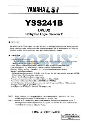 YSS241B-F datasheet - 5V; DPLD2: dolby pro logic decoder 2