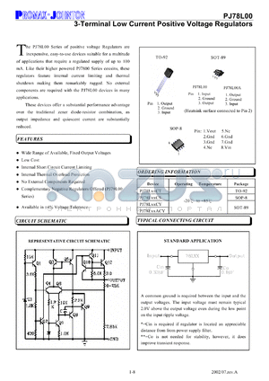 PJ78L00CT datasheet - 35V; 3-terminal low current positive voltage regulator