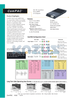 VI-LC6K-XX datasheet - InputV:300V; outputV:40V; 50-200W; 10-40A; DC-DC switcher. Offerd with inout voltage ranges optimized fot industrial and telecommunication applications