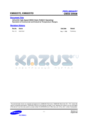 KM68257EJ-15 datasheet - 32Kx8 bit high-speed CMOS static RAM (5V operating), 15ns