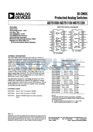 AD7512DISQ datasheet - 25V; DI CMOS protected analog switches
