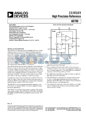 AD780CR datasheet - 36V; 500mW; high precision reference