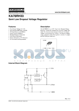 KA78RH33R datasheet - Low dropout voltage regulator, 0.8A, 3.3V