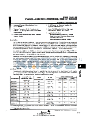 TBP28L22MJ datasheet - Standard and low power programmable read-only memory, 256 x 8 bit, 20ns