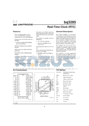 BQ3285Q datasheet - Real-time clock (RTC) with 114 bytes of general storage