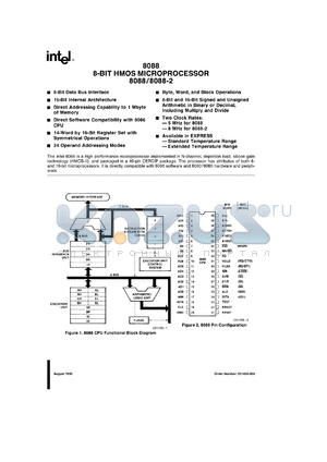 P8088 datasheet - 8-bit HMOS microprocessor, 5 MHz