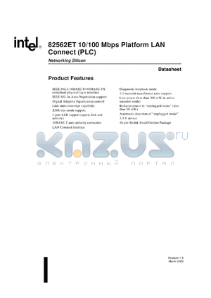 DA82562ET datasheet - 10/100 Mbps platform LAN connect (PLC)