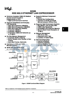 N82586-10 datasheet - IEEE 802.3 ethernet processor, 10MHz