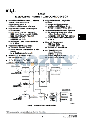 P82586-10 datasheet - IEEE 802.3 ethernet processor, 10MHz