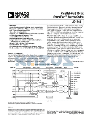 DA1845JP datasheet - Parallel-port 16-bit soundPort stereo codec