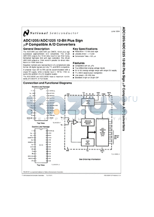 ADC1205BCJ-1 datasheet - 12-Bit Plus Sign Microprocessor Compatible A/D Converter