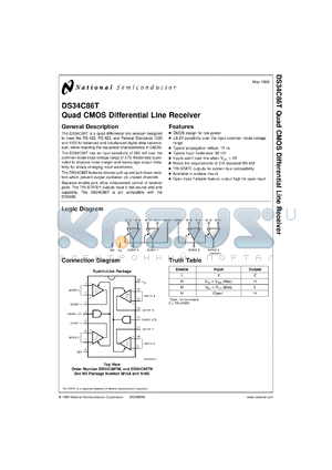 DS34C86TJ datasheet - Quad CMOS Differential Line Receiver