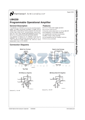 LM4250H-MIL datasheet - Programmable Operational Amplifier