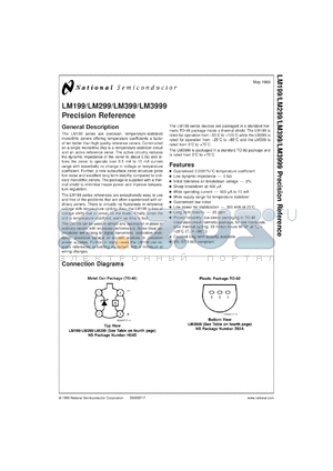 LM199AH-20/883 datasheet - Precision Reference
