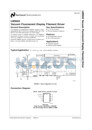 LM9022MX datasheet - Vacuum Fluorescent Display Filament Driver