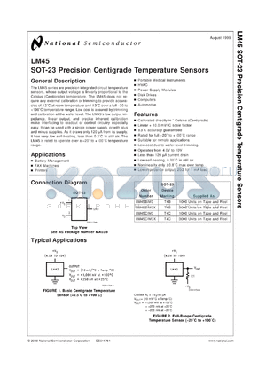 LM45BIMDA datasheet - SOT-23 Precision Centigrade Temperature Sensor