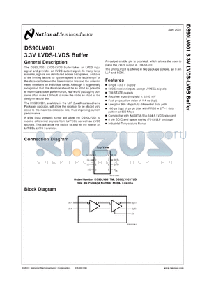 DS90LV001MDC datasheet - 3.3V LVDS-LVDS Buffer