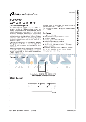 DS90LV001MWC datasheet - 3.3V LVDS-LVDS Buffer