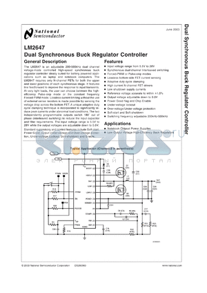 LM2647EVAL datasheet - Dual Synchronous Buck Regulator Controller