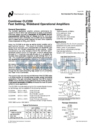 CLC200A8CC datasheet - Fast Settling, Wideband