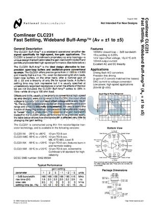 CLC231A8AC datasheet - Fast Settling Wideband Buff-Amp