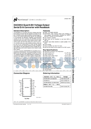 DAC0854CIWMX datasheet - Quad 8-Bit Voltage-Output Serial D/A Converter with Readback
