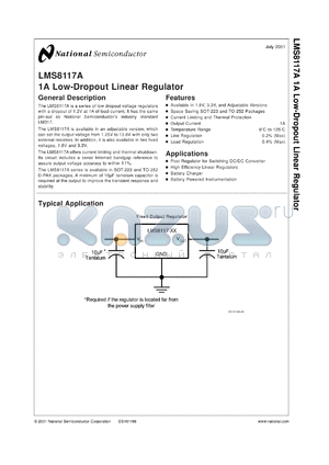 LMS8117AADJMWC datasheet - 1A Low-Dropout Linear Regulator