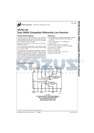 DS78C120MD8 datasheet - Dual CMOS Compatible Differential Line Receiver