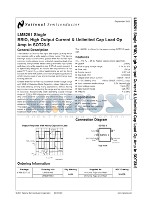 LM8261MDC datasheet - RRIO, High Output Current & Unlimited Cap Load Op Amp in SOT23-5
