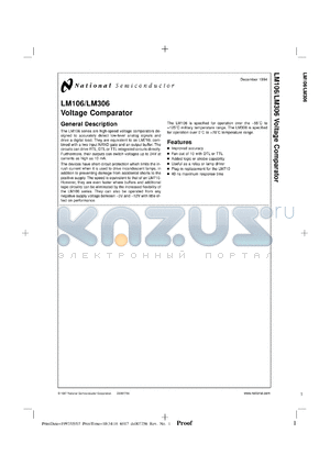 LM106H datasheet - Voltage Comparator