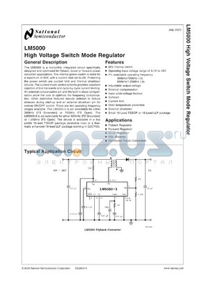 LM5000EVAL datasheet - High Voltage Switch Mode Regulator