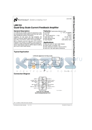LM6104MX datasheet - Quad Gray Scale Current Feedback Amplifier