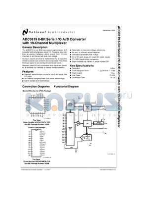 ADC0819CCV datasheet - 8-Bit Serial I/O A/D Converter with 19-Channel Multiplexer