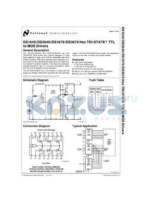 DS1679J-MIL datasheet - Hex TRI-STATE TTL to MOS Drivers