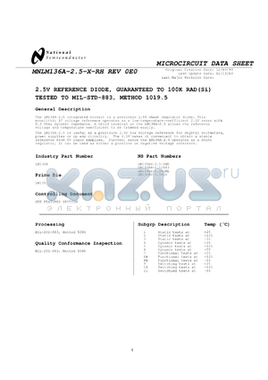 LM136AH-2.5-MLS datasheet - 5 V REFERENCE DIODE