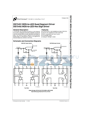 DS75492MX datasheet - MOS-to-LED Hex Digit Driver