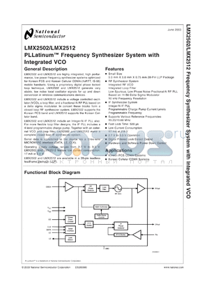 LMX25121065EVAL datasheet - Frequency Synthesizer System with Integrated VCO
