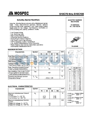 S10C70D datasheet - Schottky barrier rectifiers, 10A, 70V