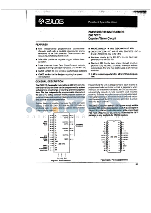 Z843004FEC datasheet - Counter/timer circuit, 4MHz