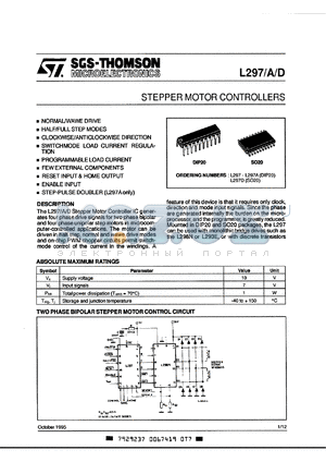 L287A datasheet - Stepper motor controller